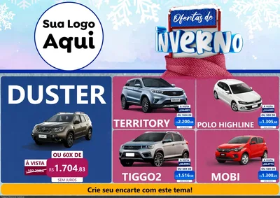 Modelo de Encarte para Encarte A4 Horizontal com o tema Ofertas de Inverno para Concessionaria de Carros