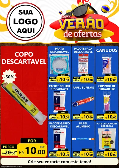 Modelo de Encarte para Encarte A4 Vertical com o tema Super Verão de Ofertas para Embalagens