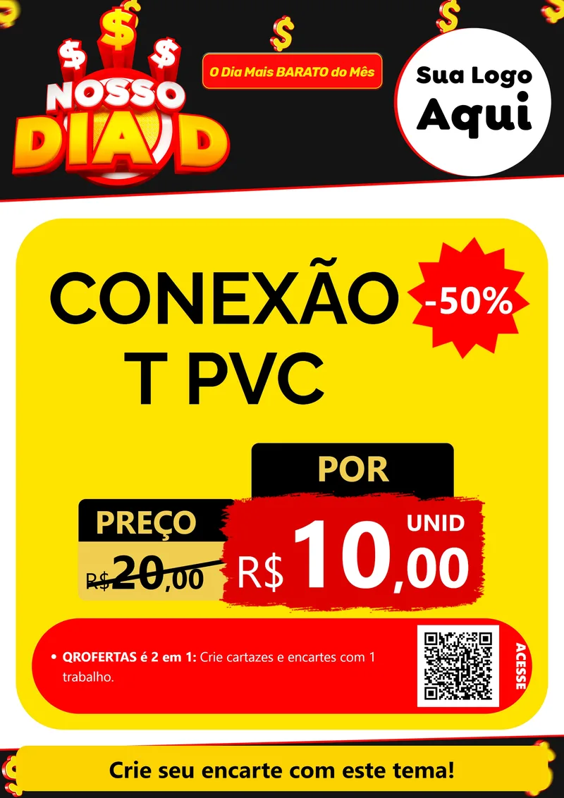Modelo de Cartaz para Cartaz A4 Vertical com o tema Nosso Dia D para Tubos e conexões