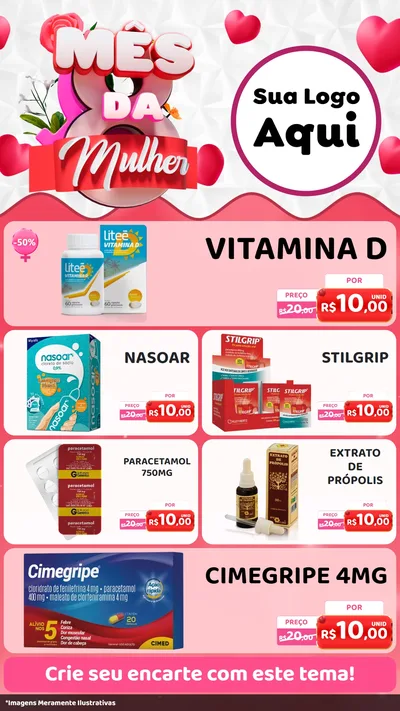 Modelo de TV para TV Vertical com o tema Mês da Mulher para Farmácia