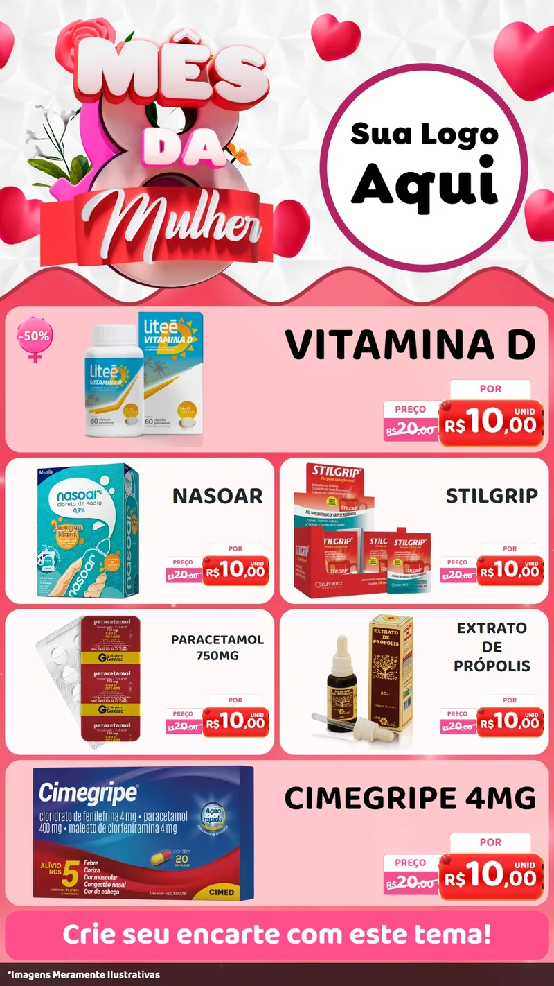 Modelo de TV para TV Vertical com o tema Mês da Mulher para Farmácia