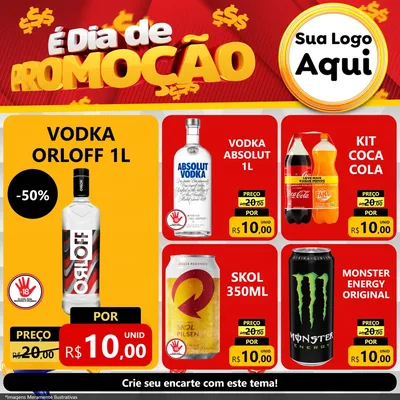 Modelo de Rede Social para Feed Facebook com o tema É Dia De Promoção para Distribuidora de bebidas