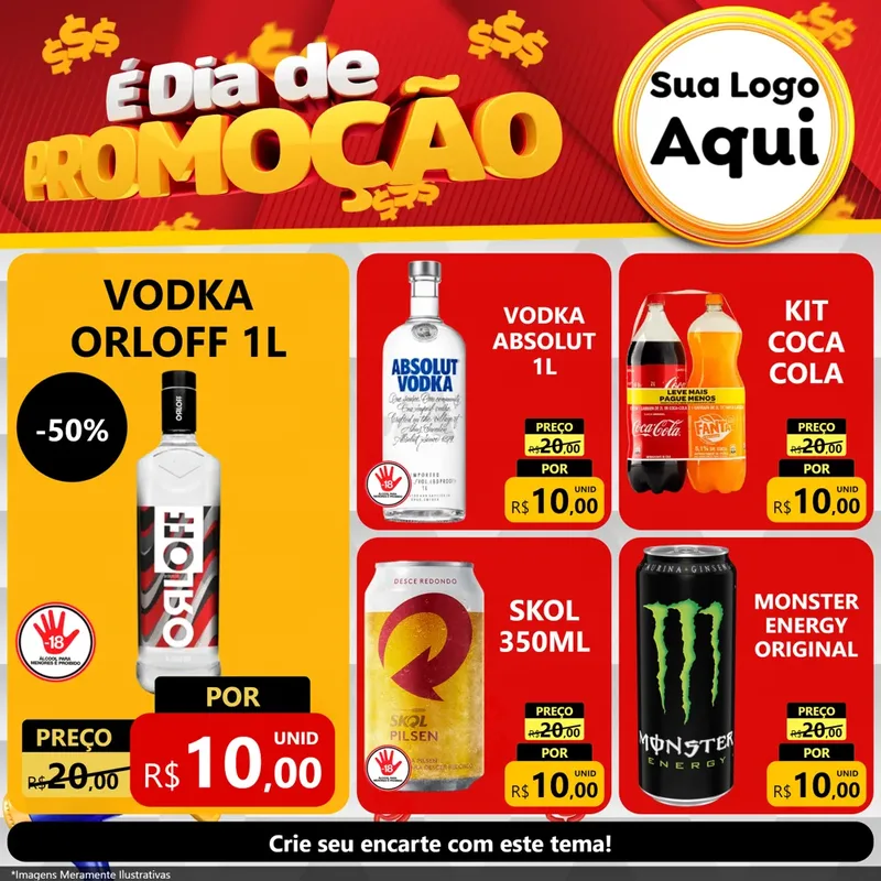 Modelo de Rede Social para Feed Facebook com o tema É Dia De Promoção para Distribuidora de bebidas