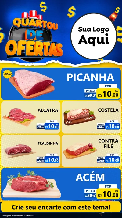 Modelo de TV para TV Vertical com o tema Quartou de Ofertas para Açougue