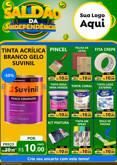 Modelo de Encarte para Encarte A4 Vertical com o tema Saldão da Indepêndencia para Tintas e Ferramentas
