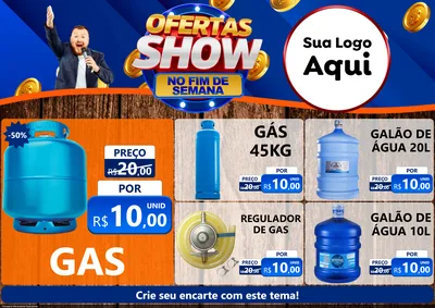 Modelo de Encarte para Encarte A4 Horizontal com o tema Ofertas Show No Fim De Semana para Água e gás