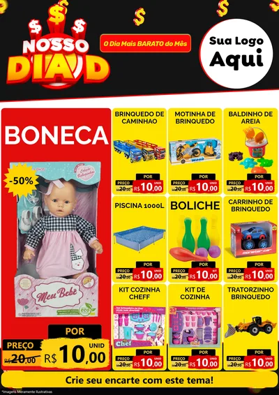 Modelo de Encarte para Encarte A4 Vertical com o tema Nosso Dia D para Brinquedos