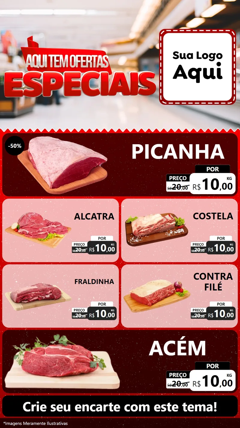 Modelo de TV para TV Vertical com o tema Aqui Tem Ofertas Especiais para Açougue