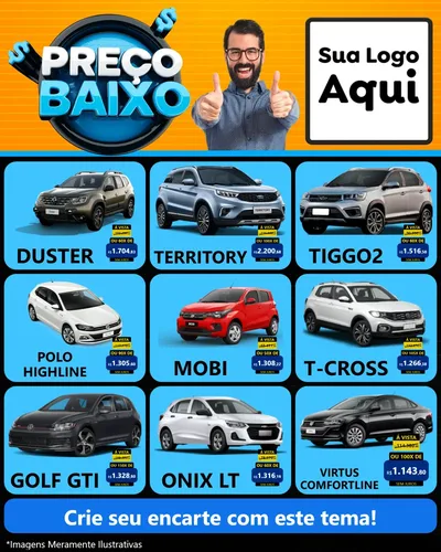 Modelo de Rede Social para Feed Instagram com o tema Preço Baixo para Concessionaria de Carros