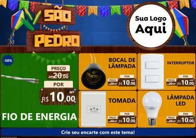 Modelo de Encarte para Encarte A4 Horizontal com o tema São Pedro para Materiais Elétricos