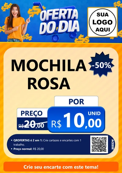 Modelo de Cartaz para Cartaz A4 Vertical com o tema Oferta do Dia para Papelaria