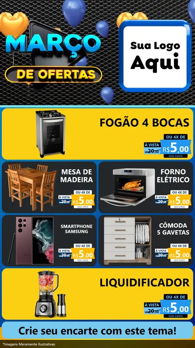 Modelo de TV para TV Vertical com o tema Março de Ofertas para Móveis e Eletro