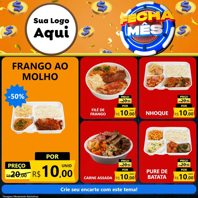 Modelo de Rede Social para Feed Facebook com o tema Fecha Mês para Restaurante