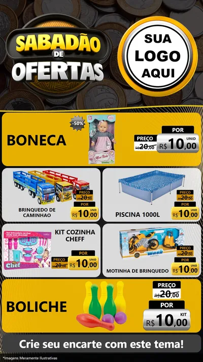 Modelo de TV para TV Vertical com o tema Sabadão de Ofertas para Brinquedos