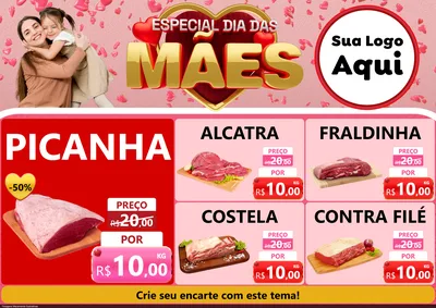 Modelo de Encarte para Encarte A4 Horizontal com o tema Especial Dia Das Mães para Açougue