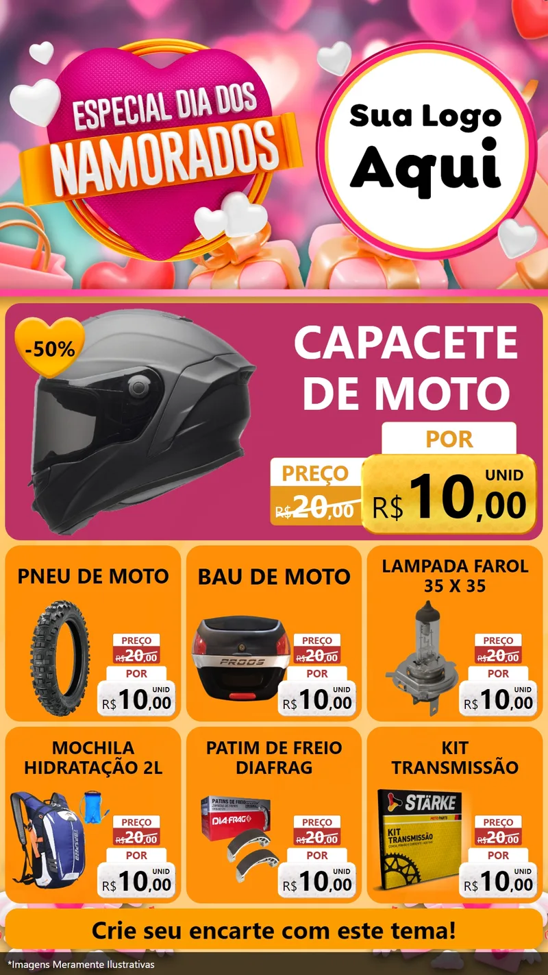 Modelo de Rede Social para Stories com o tema Especial Dia dos Namorados para Moto peças
