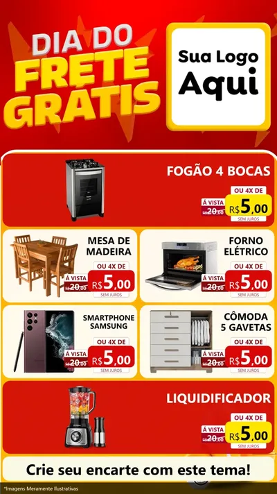 Modelo de TV para TV Vertical com o tema Dia do Frete Grátis para Móveis e Eletro