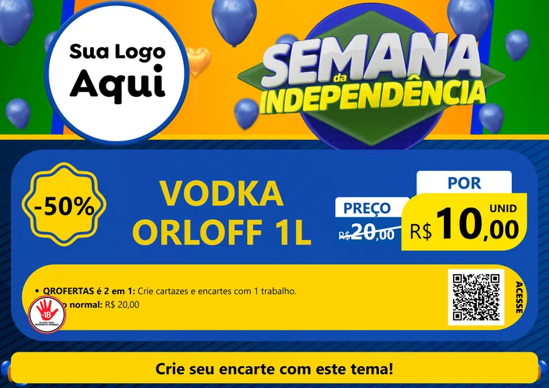 Modelo de Cartaz para Cartaz A4 Horizontal com o tema Semana da Independência para Distribuidora de bebidas