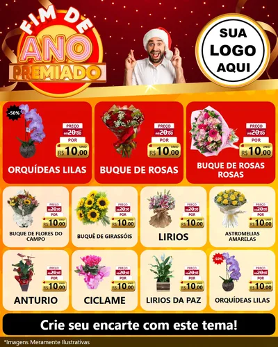 Modelo de Rede Social para Feed Instagram com o tema Fim de Ano Premiado para Floricultura e jardim