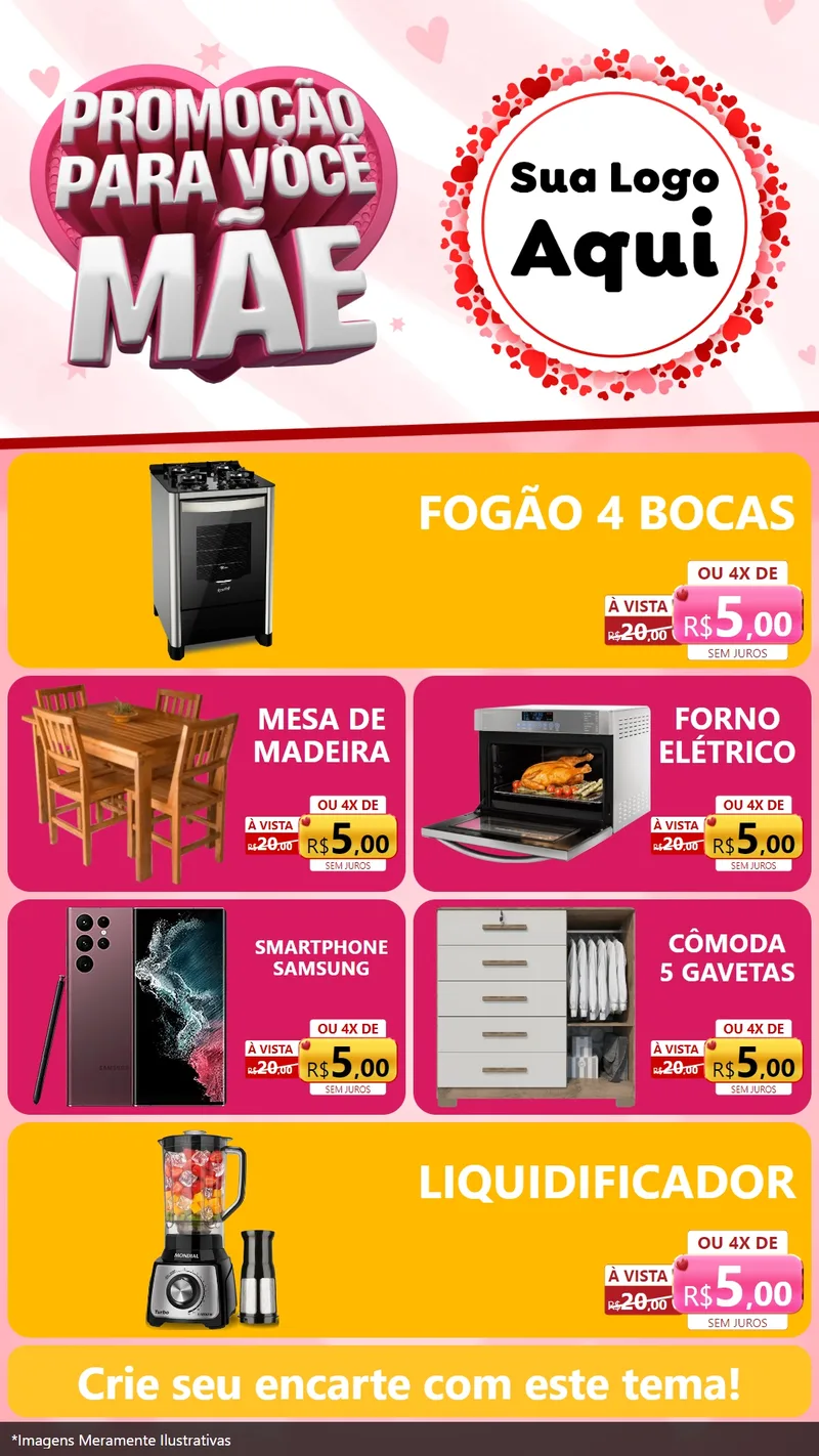 Modelo de TV para TV Vertical com o tema Promoção Para Você Mãe para Móveis e Eletro