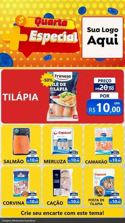 Modelo de Rede Social para Stories com o tema Quarta Mais Especial para Peixaria