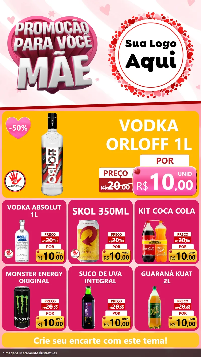 Modelo de Rede Social para Stories com o tema Promoção Para Você Mãe para Distribuidora de bebidas
