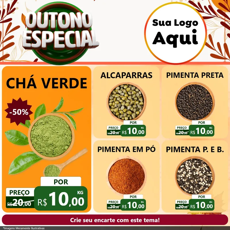 Modelo de Rede Social para Feed Facebook com o tema Outono Especial para Produtos Naturais