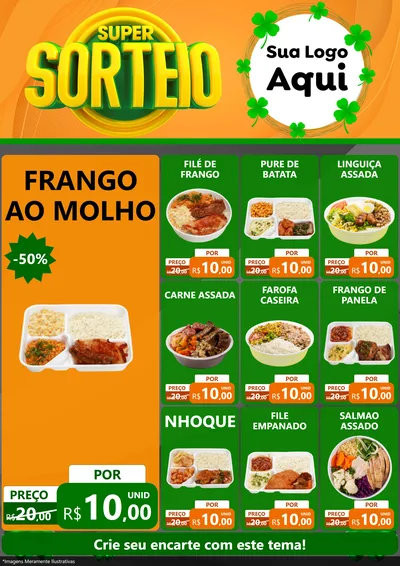 Modelo de Encarte para Encarte A4 Vertical com o tema Super Sorteio para Restaurante