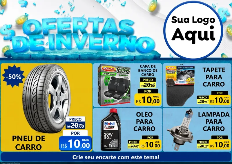 Modelo de Encarte para Encarte A4 Horizontal com o tema Ofertas de Inverno para Auto peças