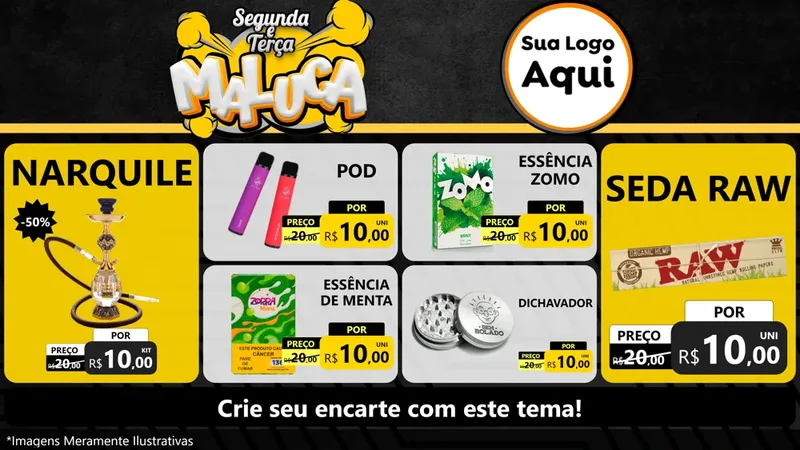 Modelo de TV para TV Horizontal com o tema Segunda e Terça Maluca para Tabacaria
