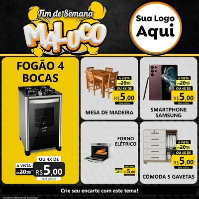 Modelo de Rede Social para Feed Facebook com o tema Fim de Semana Maluco para Móveis e Eletro