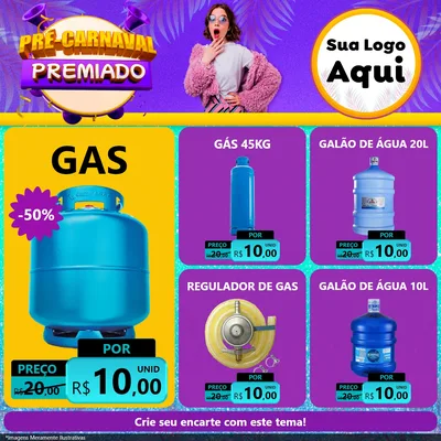 Modelo de Rede Social para Feed Facebook com o tema Pré-Carnaval Premiado para Água e gás