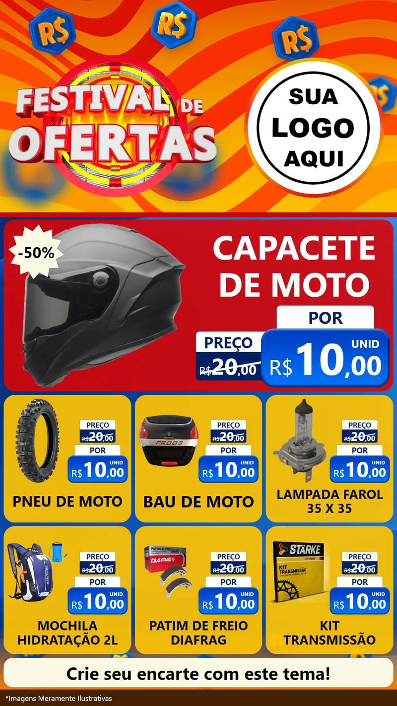 Modelo de Rede Social para Stories com o tema Festival de Ofertas para Moto peças
