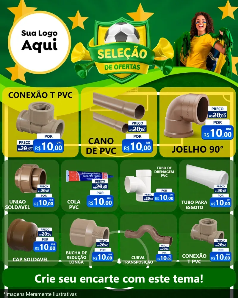 Modelo de Rede Social para Feed Instagram com o tema Seleção de Ofertas - Copa para Tubos e conexões