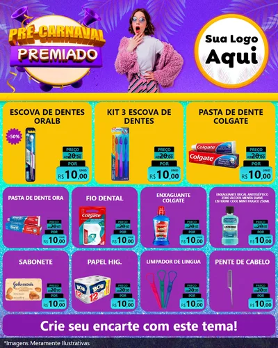 Modelo de Rede Social para Feed Instagram com o tema Pré-Carnaval Premiado para Higiene Pessoal