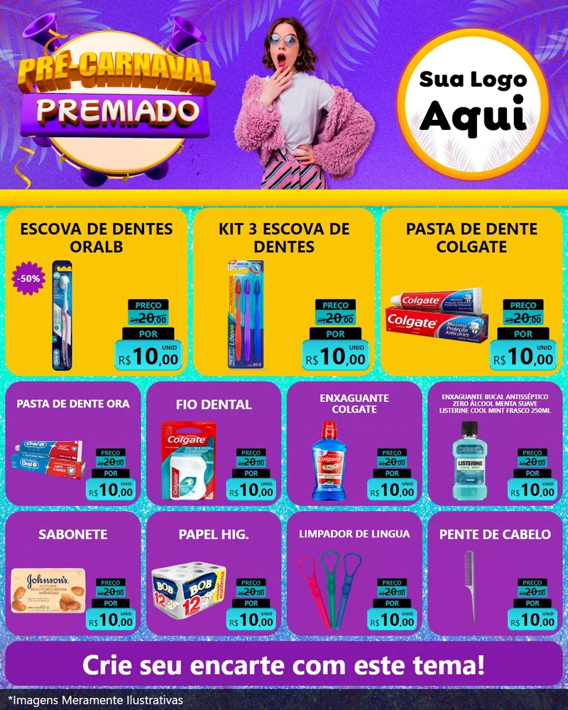 Modelo de Rede Social para Feed Instagram com o tema Pré-Carnaval Premiado para Higiene Pessoal