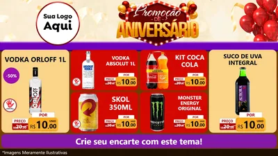 Modelo de TV para TV Horizontal com o tema Promoção de Aniversário para Distribuidora de bebidas
