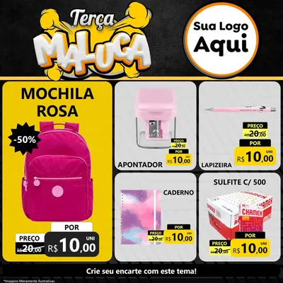 Modelo de Rede Social para Feed Facebook com o tema Terça Maluca para Papelaria