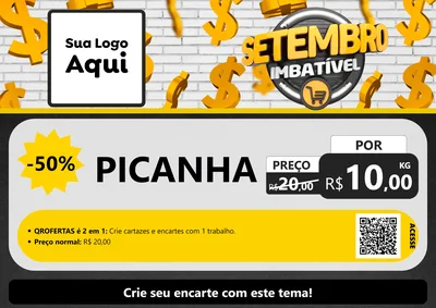 Modelo de Cartaz para Cartaz A4 Horizontal com o tema Setembro Imbatível para Açougue