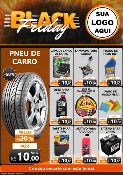 Modelo de Encarte para Encarte A4 Vertical com o tema Black Friday para Auto peças