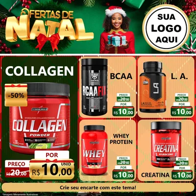 Modelo de Rede Social para Feed Facebook com o tema Ofertas de Natal para Suplementos alimentares