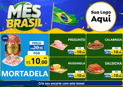 Modelo de Encarte para Encarte A4 Horizontal com o tema Mês do Brasil para Frios e Laticínios