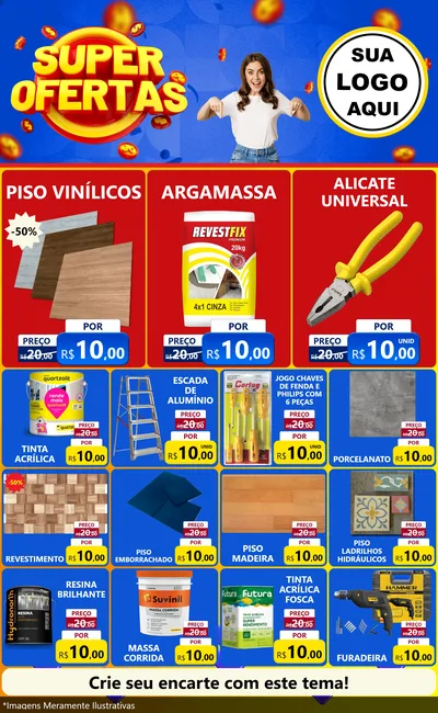 Modelo de Encarte para Encarte Grande com o tema Super Ofertas para Material para Construção
