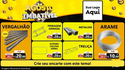 Modelo de TV para TV Horizontal com o tema Agosto Imbatível para Ferragens