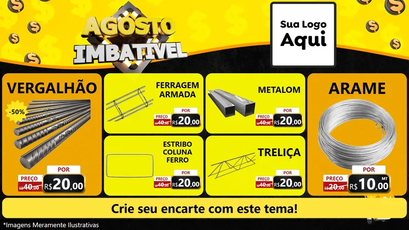 Modelo de TV para TV Horizontal com o tema Agosto Imbatível para Ferragens