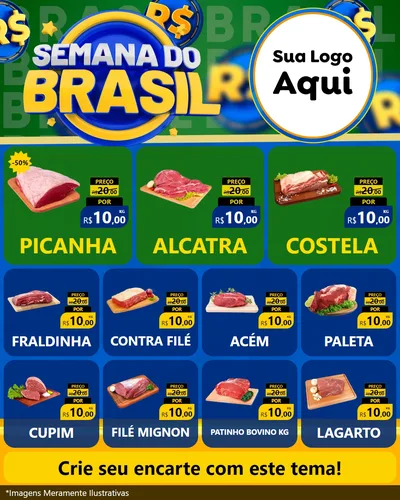 Modelo de Rede Social para Feed Instagram com o tema Semana Do Brasil para Açougue