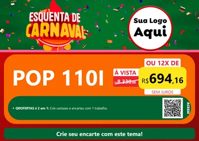 Modelo de Cartaz para Cartaz A4 Horizontal com o tema Esquenta de Carnaval para Concessionaria de Motos