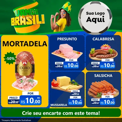 Modelo de Rede Social para Feed Facebook com o tema Vamos Brasil - Copa para Frios e Laticínios