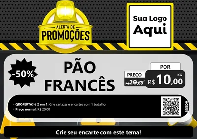 Modelo de Cartaz para Cartaz A4 Horizontal com o tema Alerta de Promoções para Padaria