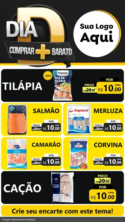 Modelo de TV para TV Vertical com o tema Dia D Mais Economia para Peixaria